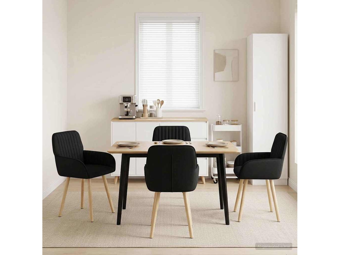 Vidaxl Cadeiras De Jantar 4 Unid. Tecido Preto 56,5 X 50 X 87,5 Cm