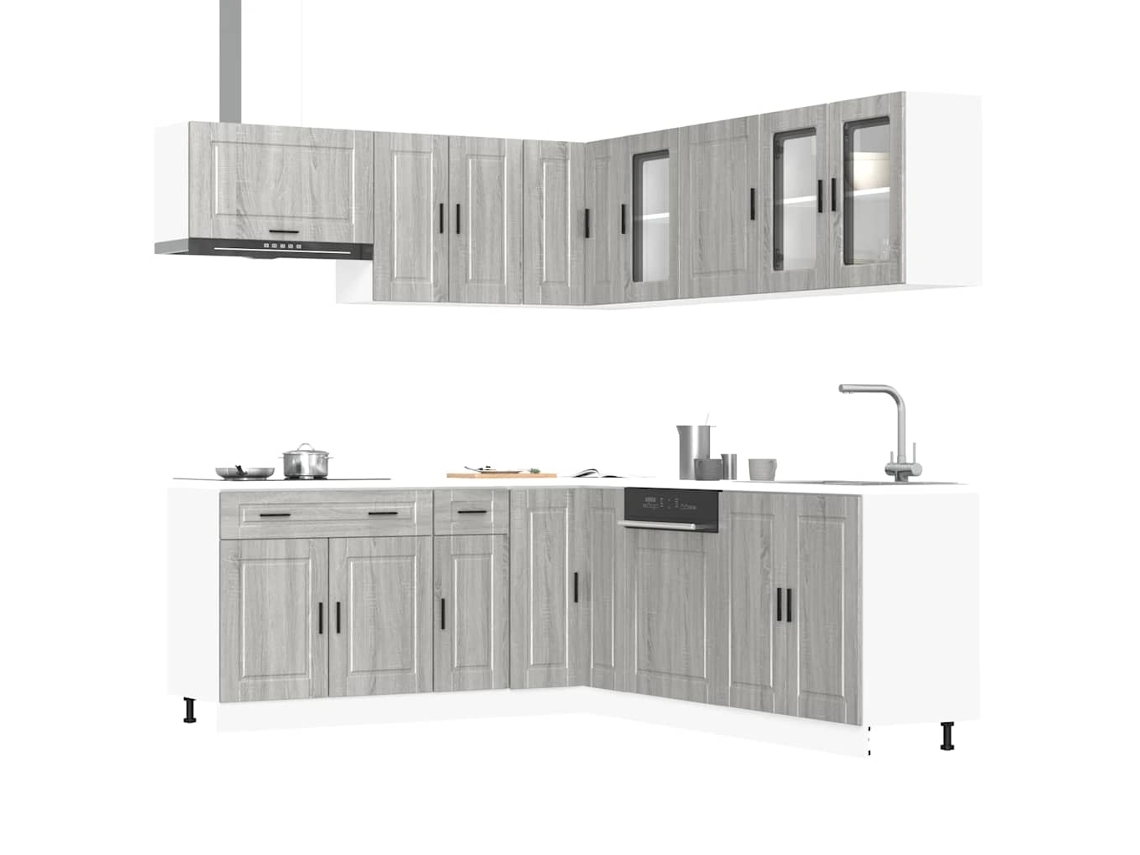 Vidaxl 11 Peças Armário De Cozinha Conjunto Porto Cinzento Sonoma
