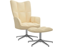 Relaxing Chair With Stool, Relaxing Chairs With Stools Vidaxl Creme Veludo