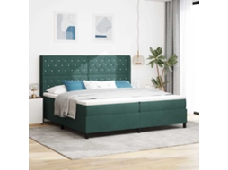 Vidaxl Cama Box Com Colchão Com Led Verde Escuro 200 X 200 Cm Veludo