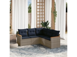 Conjunto de Sofá de Jardim com 10 Peças e Almofadas em Rattan Sintético Preto VIDAXL