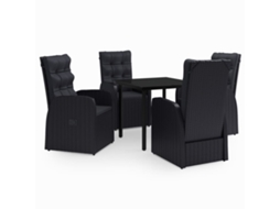 Garden Dining Set, Garden Dining Sets Vidaxl Preto Rattan / Vime (80 Cm Table Length)