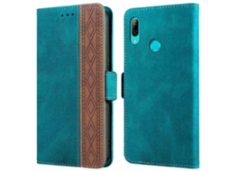Capa De Couro Com Rfid Magnético E Costura Lateral Para Huawei Y6 2019