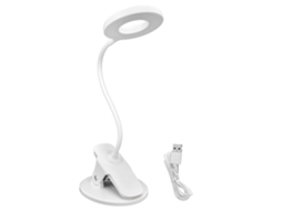 Lâmpada de Mesa Inteligente, Pasta para Leitura, USB, Recarregável, Luz de Livro, Clip, Brilho, Cor