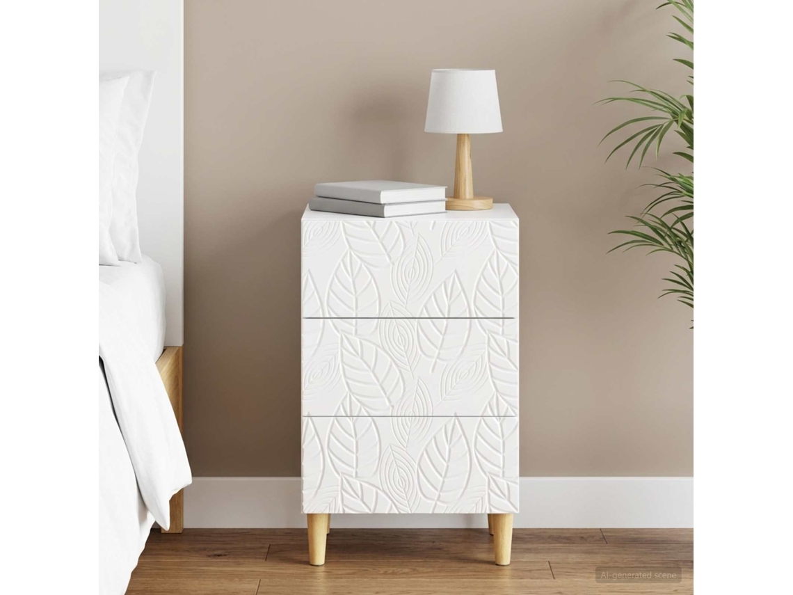Vidaxl Mesa-de-cabeceira Branco Brilhante 43 X 39,5 X 66,5 Cm