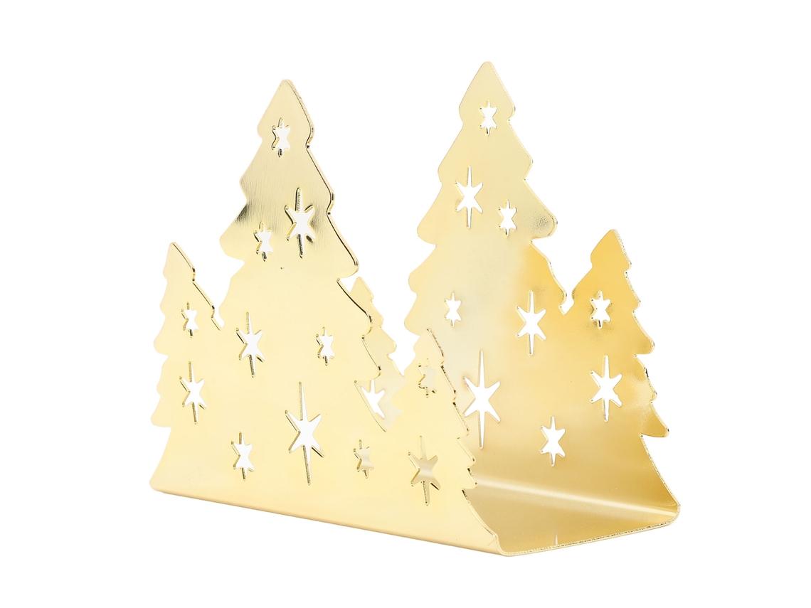 Porta serviettes de Aço Inox em Forma de Árvore de Natal S/MARCA Dourado para Mesa Residência Restaurante