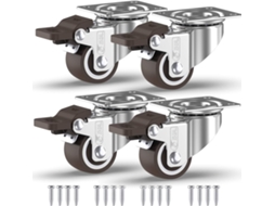 Rodízios Reforçados Com 4 Freios Parafusos 25 Mm, Máx. 40 Kg Pacote Com 4 Unidades. Sem Marcas No Piso. Rodízios Silenciosos Aquaforge