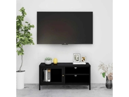 Vidaxl Móvel De Tv 90x30x44 Cm Vidro E Aço Preto