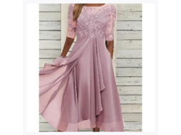 2026 vestido Midi com Alfinetes, Mangas Curtas para Festa Casual e Casamentos, Material Chiffon