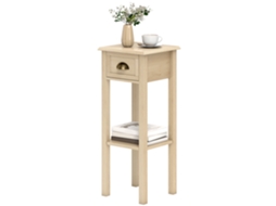 Mesa De Apoio Com Gaveta E Prateleira De Armazenamento Estilo Moderno 30x30x75 Cm Madeira