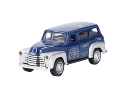 Ats brinquedo de Carro Vintage em Escala 1:32 com Recuo, Portas Abertas, Som e Luzes, Modelo de Liga Azul para Crianças