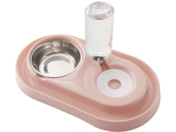 Conjunto de Tigelas Duplas Elevadas para Cães e Gatos, para Comida e Água, Rosa AQUAFORGE