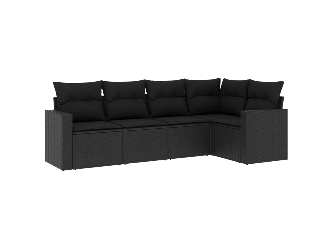 Maison Exclusive - 5 Pcs Conjunto Sofás De Jardim Com Almofadões Vime Pe Preto