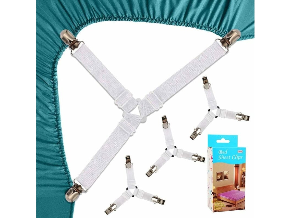 Tiras Para Lençóis De Cama 4 Peças, Tira Elástica Triangular Para Colchão, Maca De Lençol Ajustável, Cinta De Colchão Branca