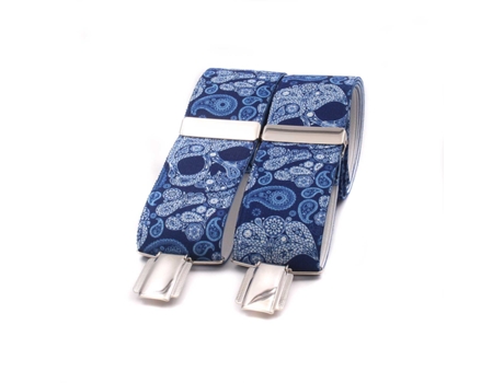 Suspensórios Unissexo El Mono Con Pajarita Caveiras Caxemira Azul (largura 3.5 Cm E Comprimento Ajustável 125 / 3.5 Cm)