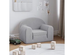 Vidaxl Sofá-cama Infantil Pelúcia Macia Cinzento-claro