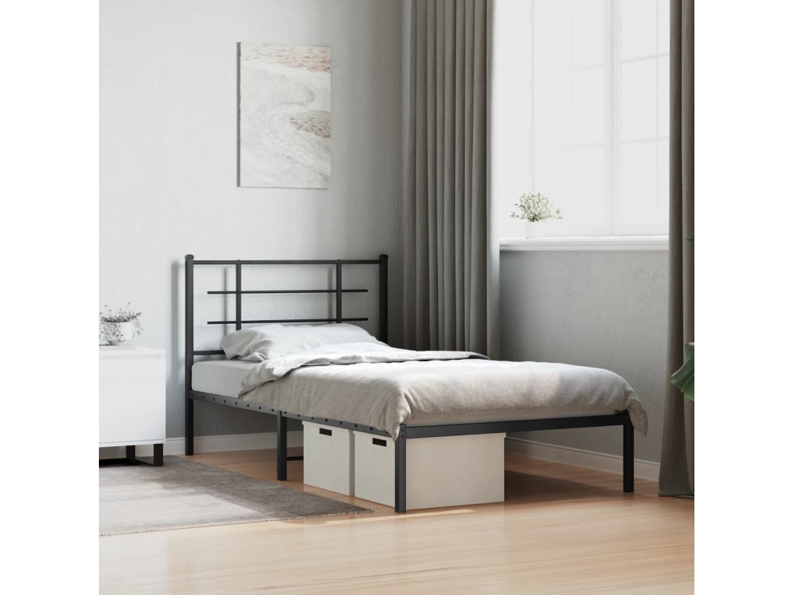 Estrutura De Cama Com Cabeceira 100x190 Cm Metal Branco