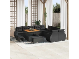 Vidaxl Conjunto De Sofá De Jardim 13 Unid. 13-número De Lugares Preto
