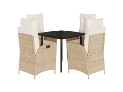 Conjunto de 5 Jantar para Jardim com Almofadões Vime Pe Bege MAISON EXCLUSIVE