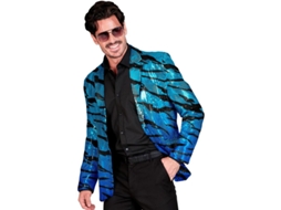 Fato de festa ou jaqueta com estampa animal listrada azul para homem