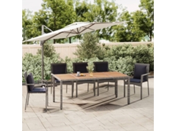 Vidaxl Mesa De Jardim C/ Tampo De Madeira Vime Pe/acácia Maciça Cinza