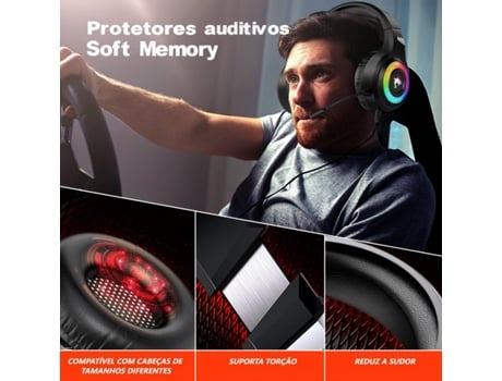 Headset Gamer F2 Rgb, Microfone Flexível, Som Estéreo 7.1, Leds Coloridos, Conector Usb Preto Uuzeit Shop