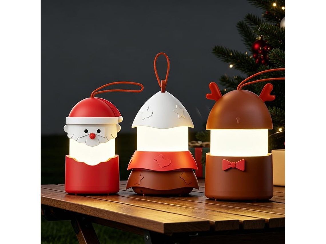 Lanterna Noturna Musical Natal com Cabo, 7 Núcleos RGB e Luz LED