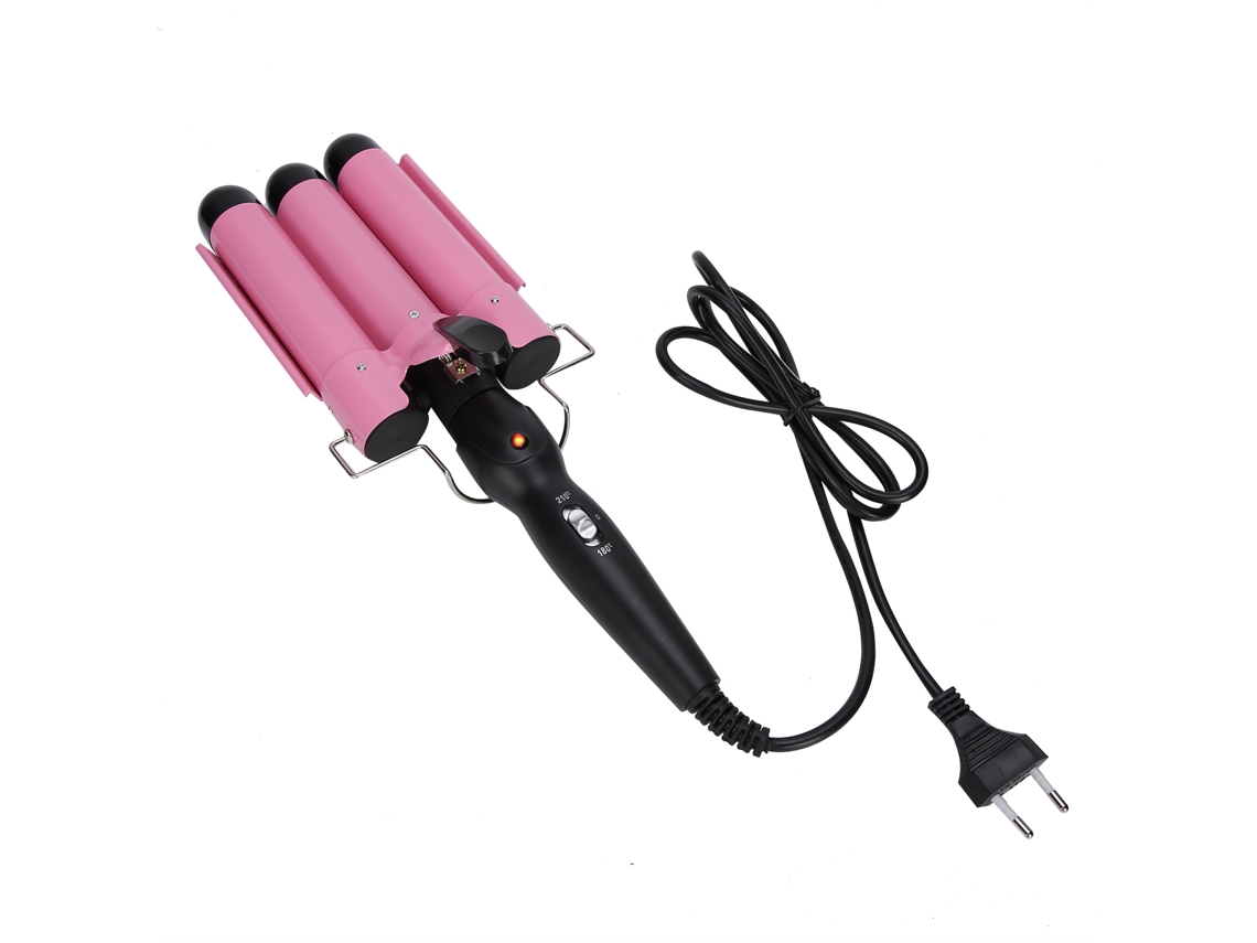 Modelador de Cachos Elétrico 2026 com 3 Barris de 32mm, Ferramenta para Estilizar Cabelos, 110-240V, Plugue UE