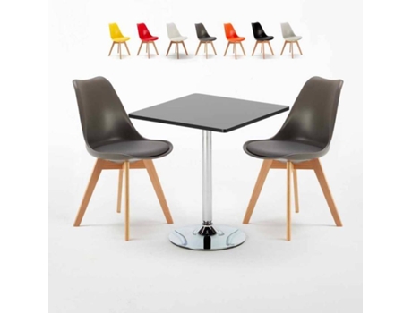 Mesa Quadrada com 2 Cadeiras AHD AMAZING HOME DESIGN Nordica Mojito (Preto - 70x70 cm)