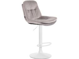 Banco De Bar Em Veludo Laurel Cinza/metal Fosco Branco Clp