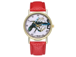 Relógio unissex casual de moda Flying Lizard Quartz com pulseira de couro vermelha