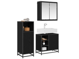 Conjunto de Móveis para Banheiro com Suporte 3 Peças Carvalho Preto MAISON EXCLUSIVE