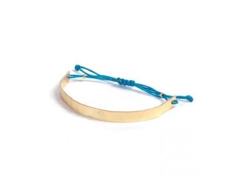 Pulseira de arco metálico turquesa - A estrela azul da sorte - Mulher - Latão martelado - cordão turquesa