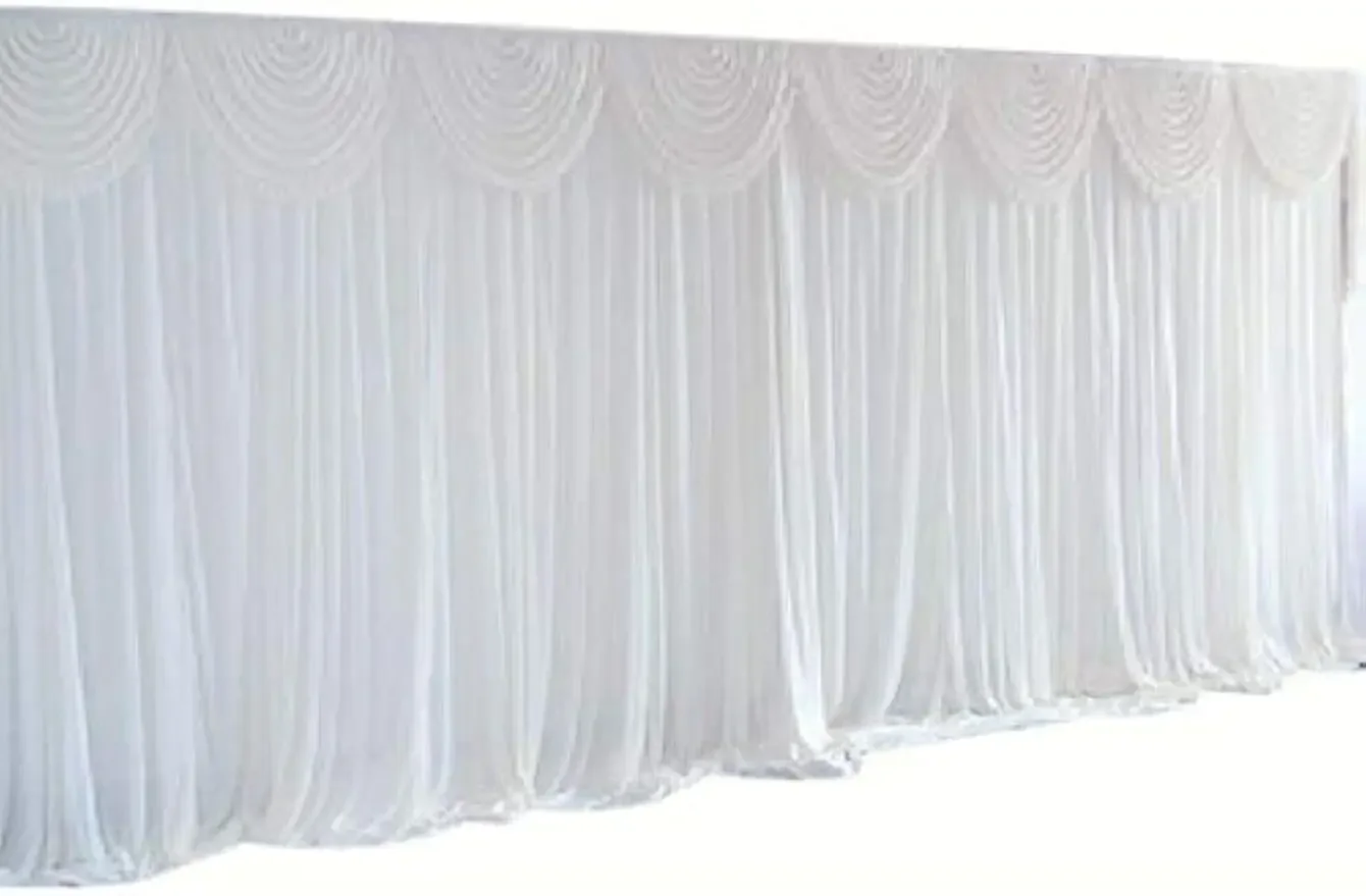 Cortina, Material De Seda De Gelo, Drapeados Decorativos, Branco