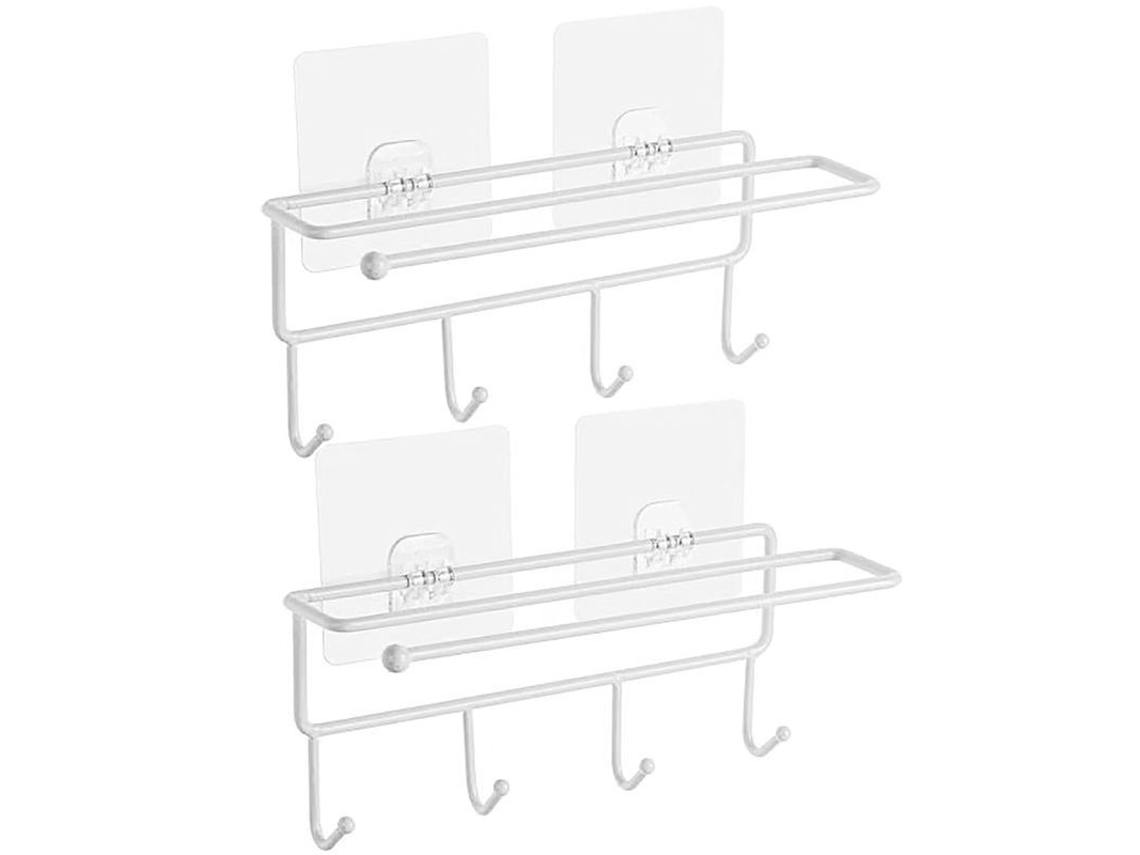 Rack de utensílios de cozinha LINJOU, sem furação, parede, adesivo, 2 pacotes, branco