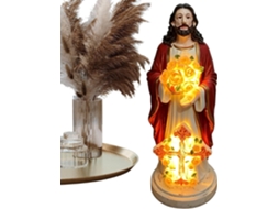 Estatueta De Jesus Cristo De 20 Cm Em Resina Religiosa Com Luzes Led |