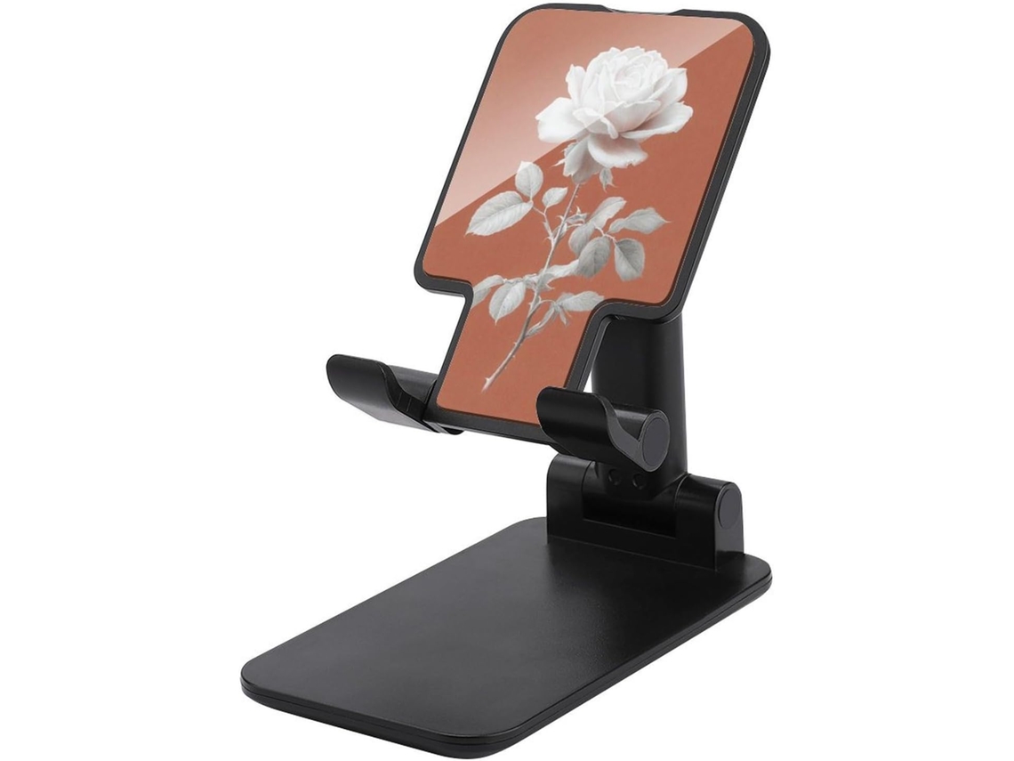 Suporte Para Celular Dobrável, Ajustável E Minimalista, Elegante Em Branco E Rosa, Para Escritório