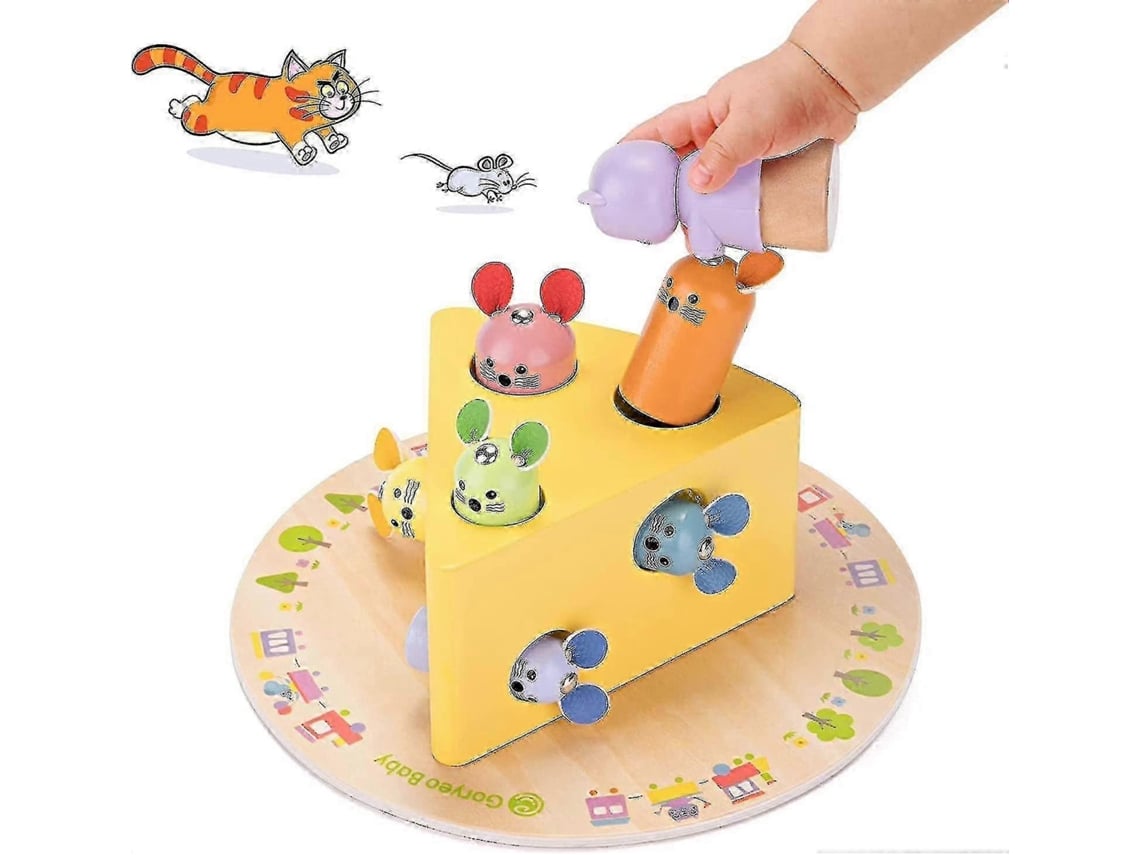 Jogo De Encaixe Em Madeira Com Ratos E Queijo Para Bebé
