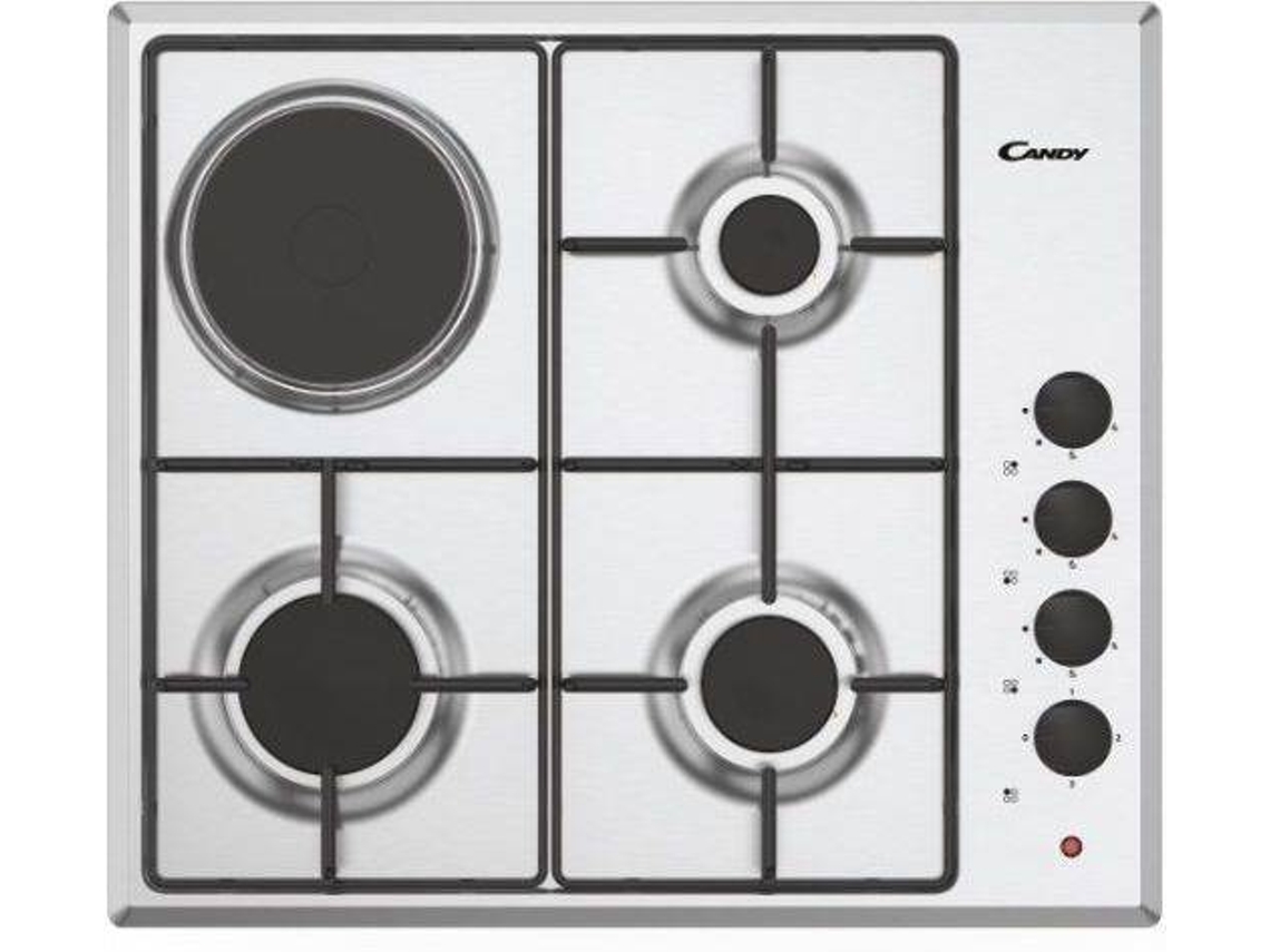 Placa Gás e Discos CANDY CMGH31X (Elétrica e Gás Natural - 60 cm - Inox)