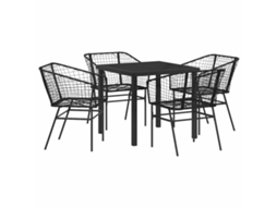 Conjunto de Jantar para Jardim 5 Pcs - Móveis de Jardim para Refeição Preto Vime Pe HARLANV1