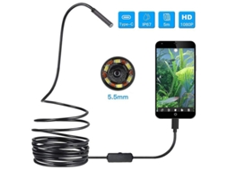 2026 endoscópio Usb 3 em 1 5,5mm Ultra Fino Impermeável com 6 Leds e Cabo Semi rígido 16,4ft para Android Pc Mac