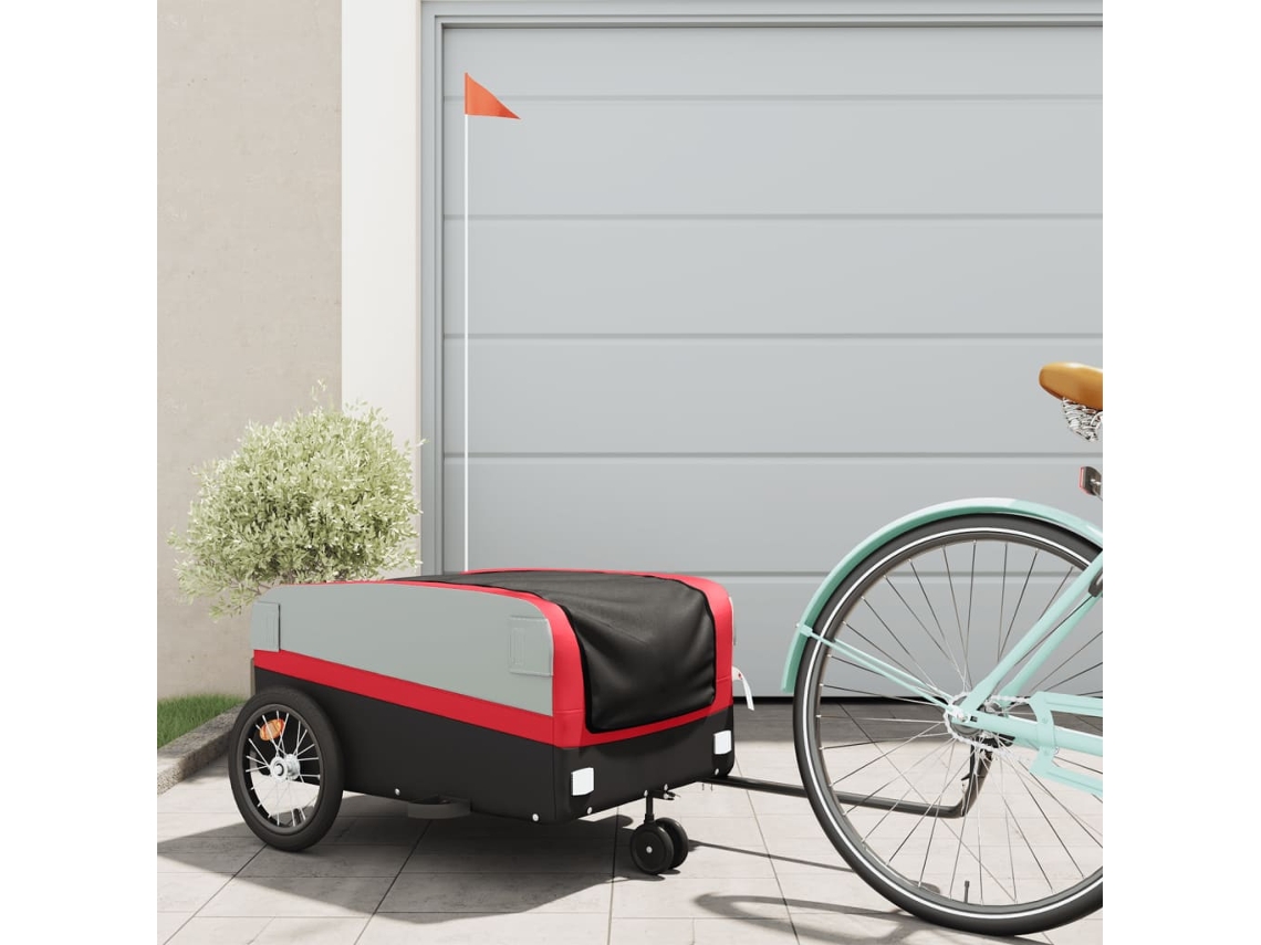 Vidaxl Reboque Para Bicicleta 45 Kg Ferro Preto E Vermelho