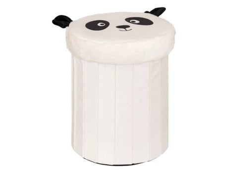 Pouf Cofre Infantil Panda Dobrável Andy Preto E Branco D30x36cm Atmosphera Criador De Interiores Preto E Branco Atmosphera Créateur Dintérieur