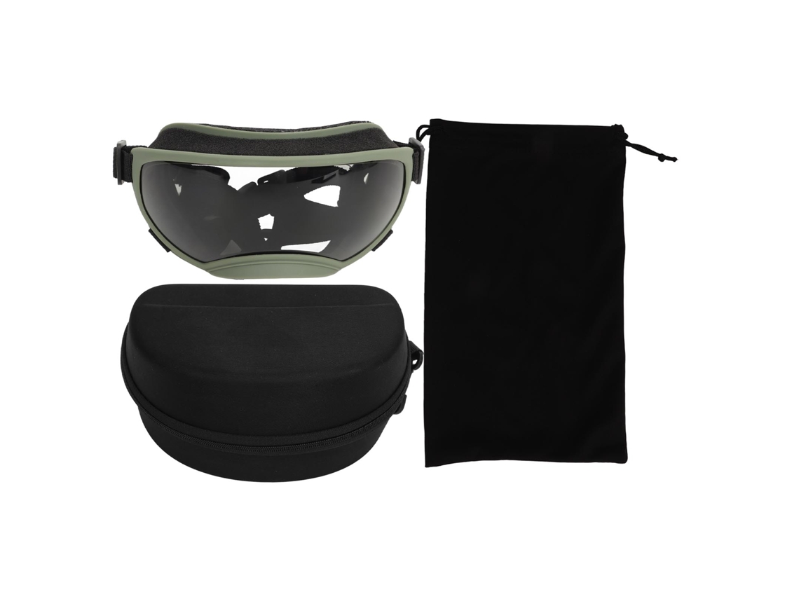 Óculos de Sol para Cães Grandes com Proteção Uv, À Prova de Vento, para Viagens, Esqui e Passeios, Moldura Verde Militar com Lentes Cinzentas
