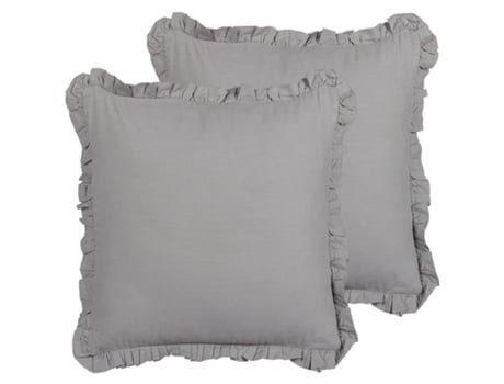 Conjunto de 2 Almofadas Decorativas BELIANI (45 x 45 cm - Linho - Cinzento)