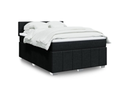 Vidaxl Cama Com Molas/colchão 140x200 Cm Tecido Preto