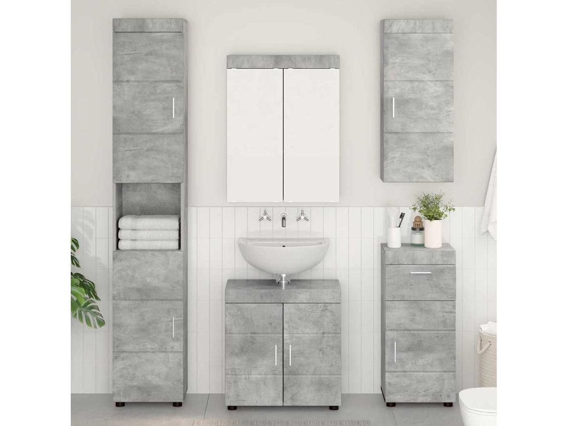 Vidaxl Conjunto De Móveis Para Banheiro Tulum 5 Pcs Cinzento