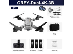 Drone Bestvite Q6 Com Câmera Dupla 4k Hd, Quadricóptero Dobrável (3 Baterias Duração Da Bateria 15 Min Cinza)