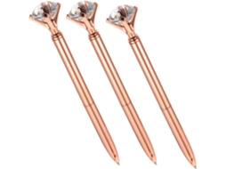 Conjunto De 3 Canetas Esferográficas Magiclulu Com Design Diamante,