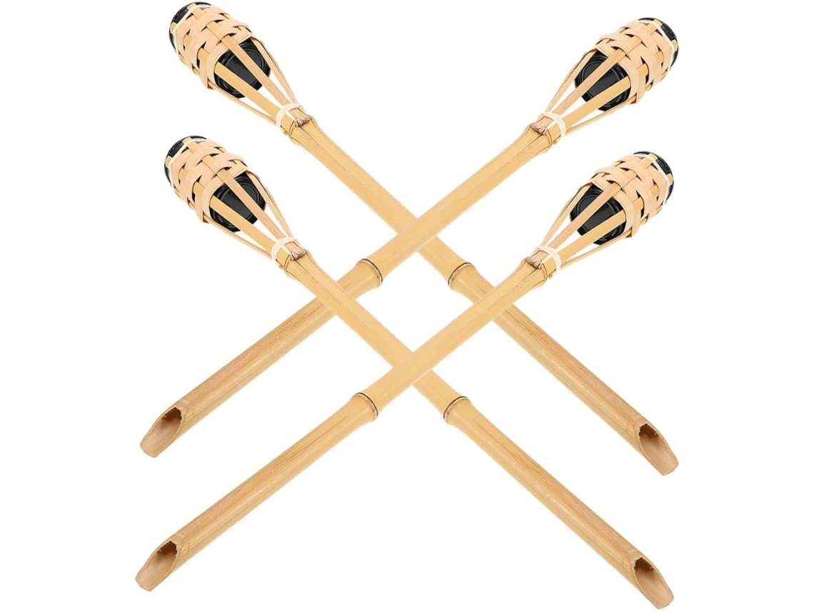 Conjunto De 4 Tochas De Jardim Artesanais À Prova De Vento, Perfeitas Para Iluminar Suas Festas.